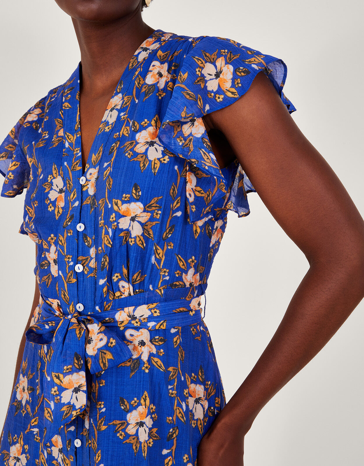 Blue floral tea dress hot sale