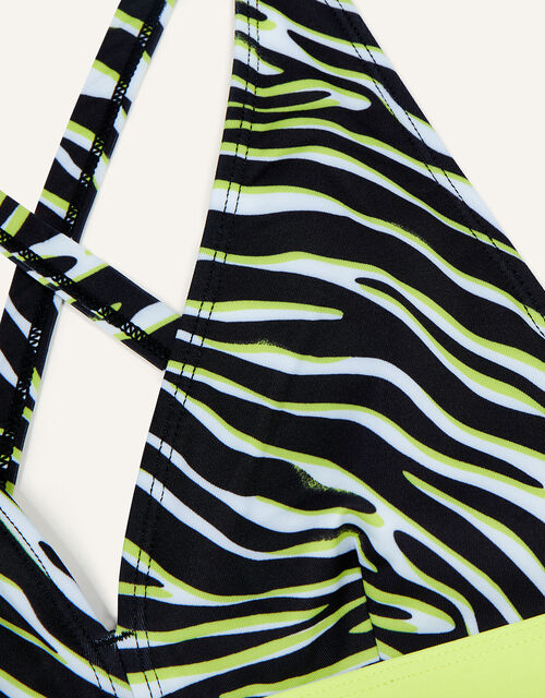 Zebra Print Triangle Bikini in Recycled Polyester, Black (BLACK), large