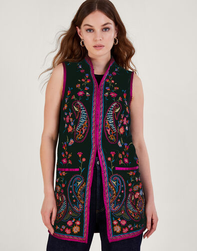 Phoebe Embroidered Waistcoat, Black (BLACK), large