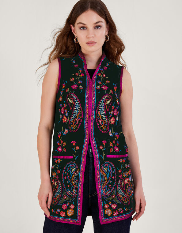 Phoebe Embroidered Waistcoat, Black (BLACK), large