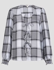 Ava Tie-Front Check Blouse, Blue (PALE BLUE), large