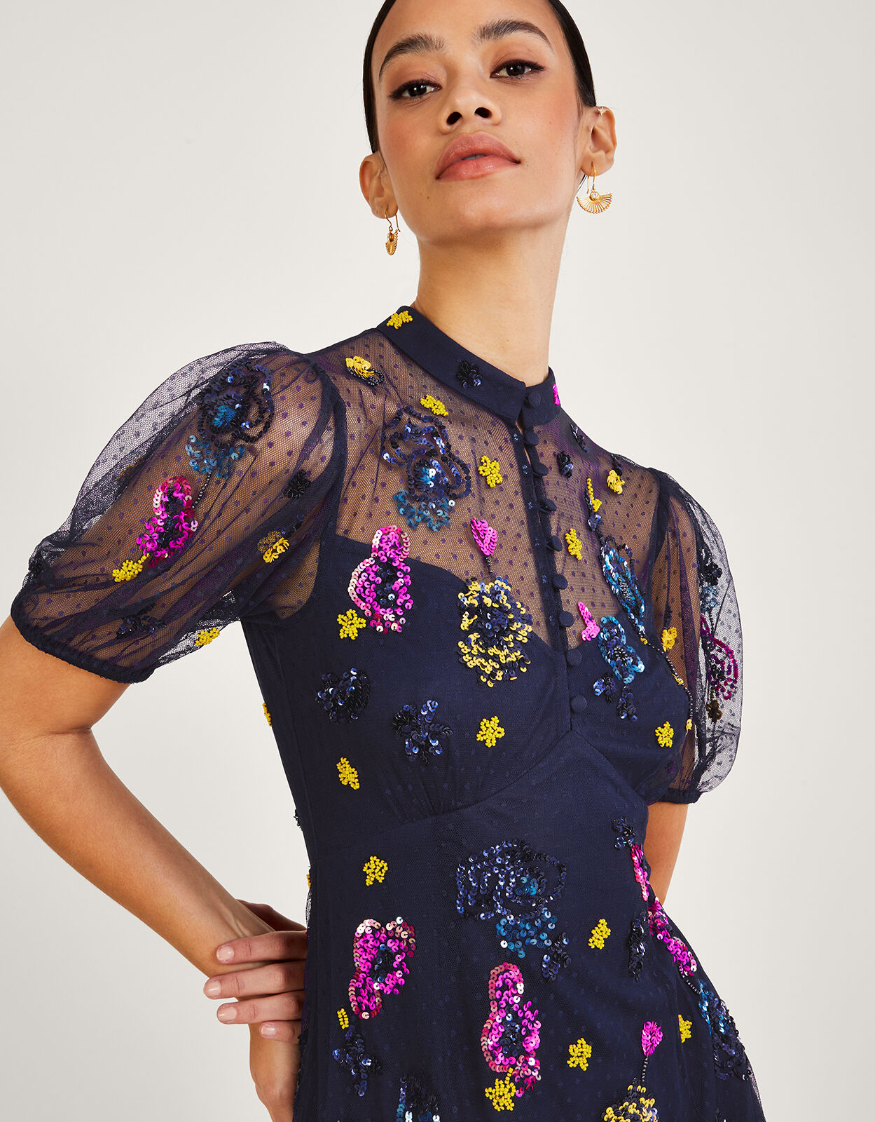 Embellished midi dress uk top