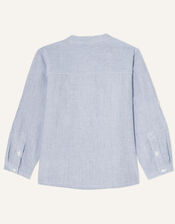 Kurta Pin Stripe Embroidered Shirt, Blue (BLUE), large