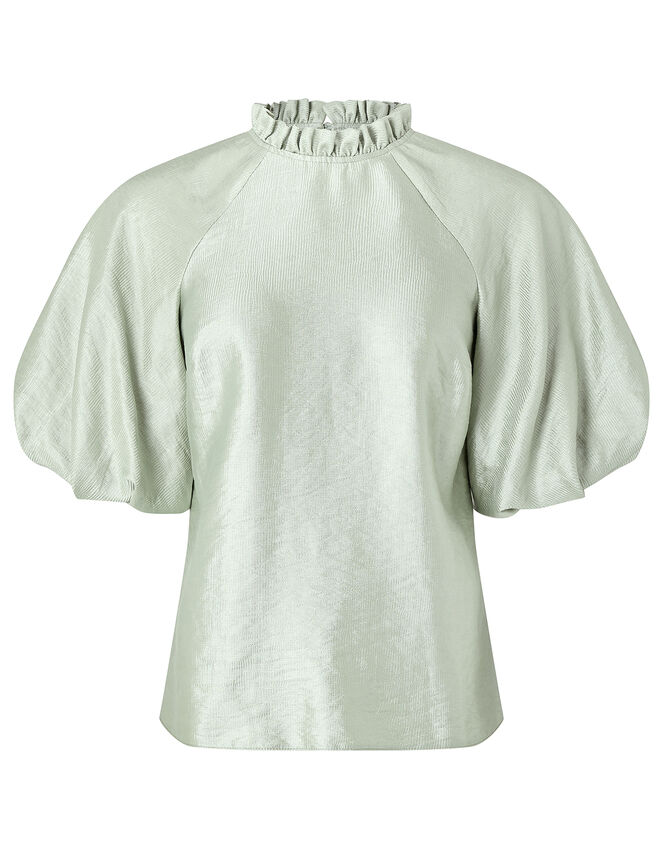 Tina Taffeta Volume Sleeve Blouse, Green (GREEN), large