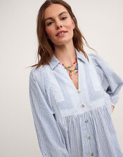 Callie Stripe Midi Shirt Dress, Blue (BLUE), large