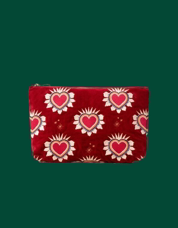 Elizabeth Scarlett Sacred Heart Velvet Pouch, , large
