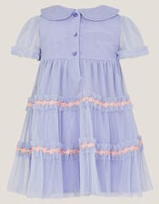 Baby Floral Embroidered Tulle Dress, Blue (BLUE), large