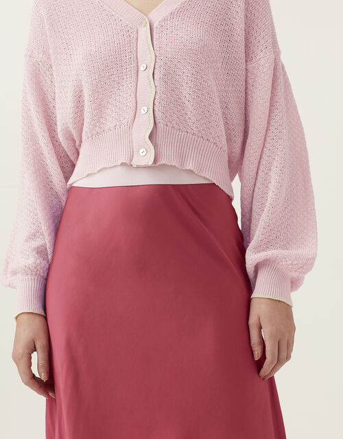 Mirla Beane Lace Organic Cotton Cardigan, Pink (PINK), large
