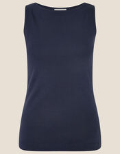 Slash Neck Jersey Vest Top, Blue (NAVY), large