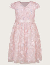 Zahara Sequin 3D Flower Dress, Pink (PINK), large