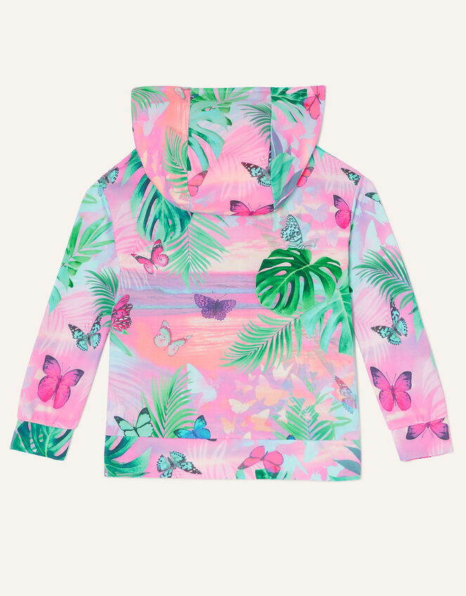 Tropical Print Hoodie, Orange (ORANGE), large