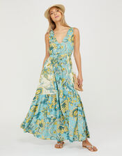 Sarasa Printed Maxi Dress in LENZING™ ECOVERO™, Blue (BLUE), large