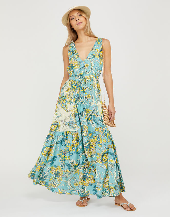 Sarasa Printed Maxi Dress in LENZING™ ECOVERO™, Blue (BLUE), large