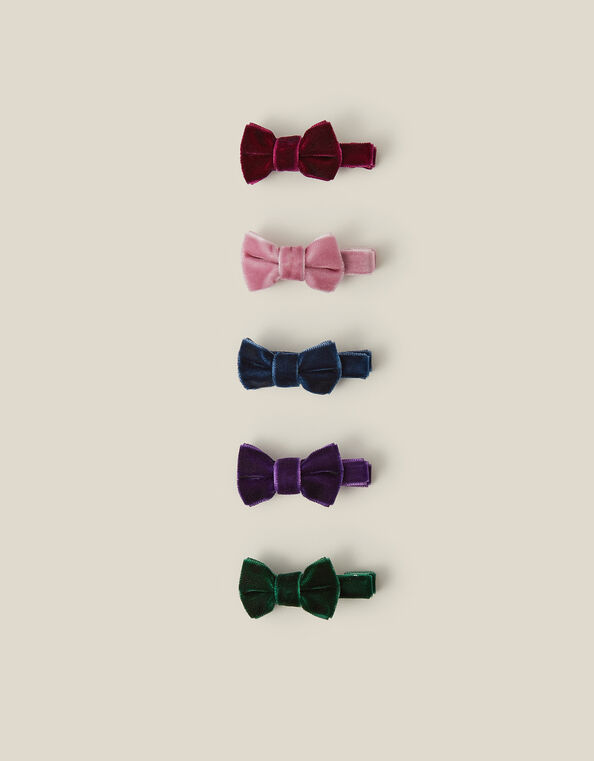 5-Pack Velvet Bow Hair Clips, , large