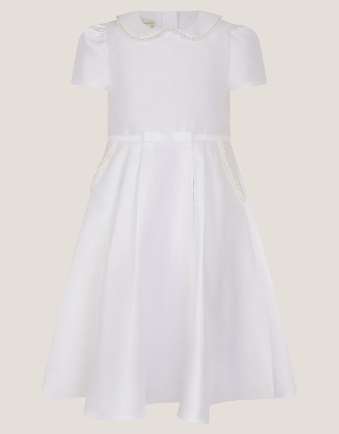 Sicily Pearl Collar Communion Dress, White (WHITE), large