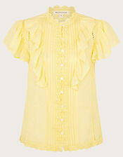 Rue Embroidered Ruffle Blouse, Yellow (LEMON), large