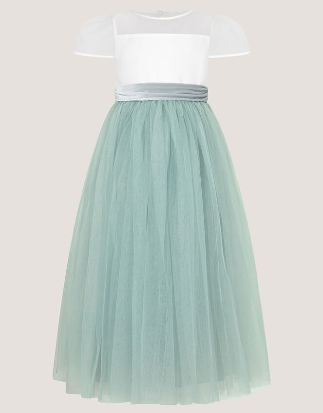 Velvet Bow Bridesmaid Dress, Green (SAGE), large
