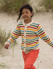 Little Green Radicals From One to Another Rainbow Stripe Cardigan, Multi (MULTI), large