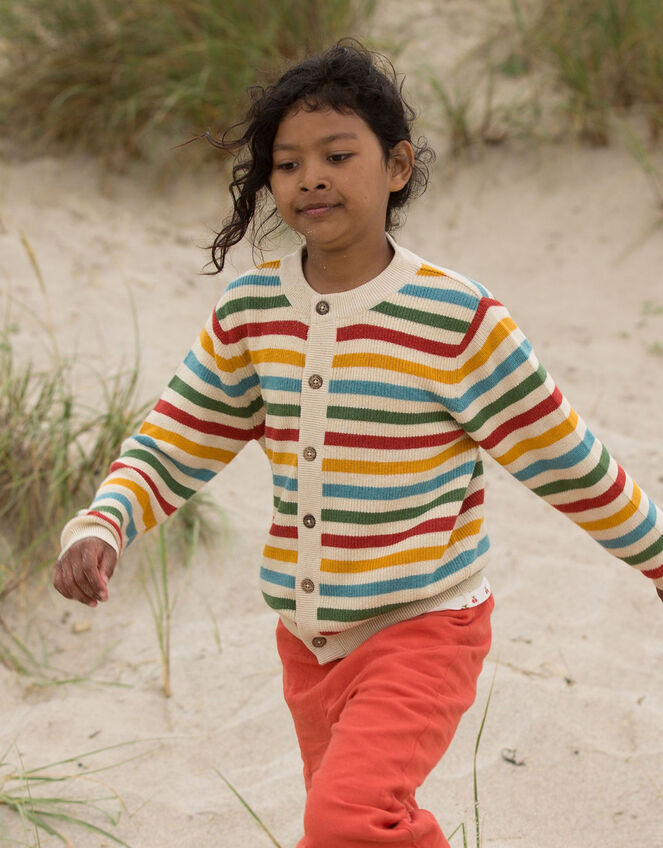 Little Green Radicals From One to Another Rainbow Stripe Cardigan, Multi (MULTI), large