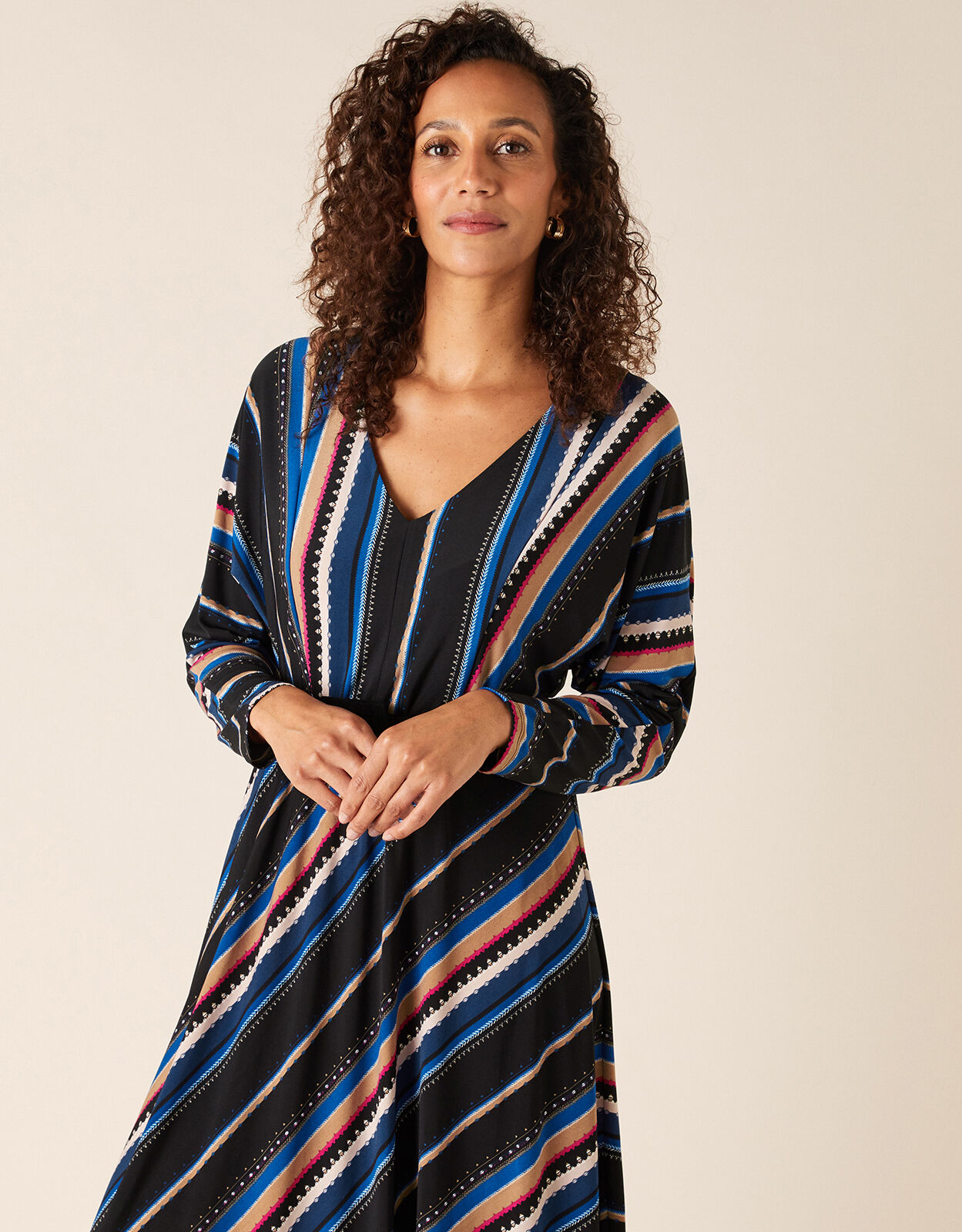 Monsoon striped dress clearance