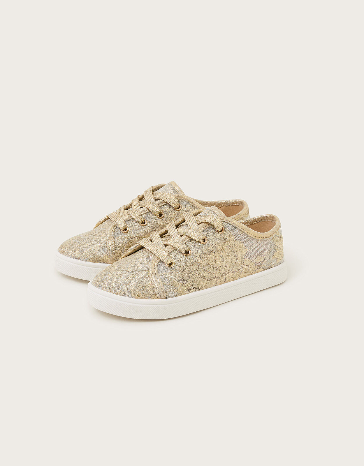 Sparkle Lace Trainers Gold Girls Flat Shoes Monsoon UK