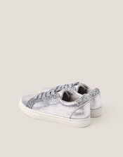 Glitter Metallic Trainers, Silver (SILVER), large