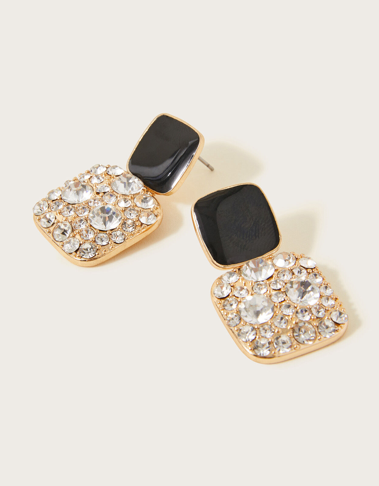 Diamante top square earrings