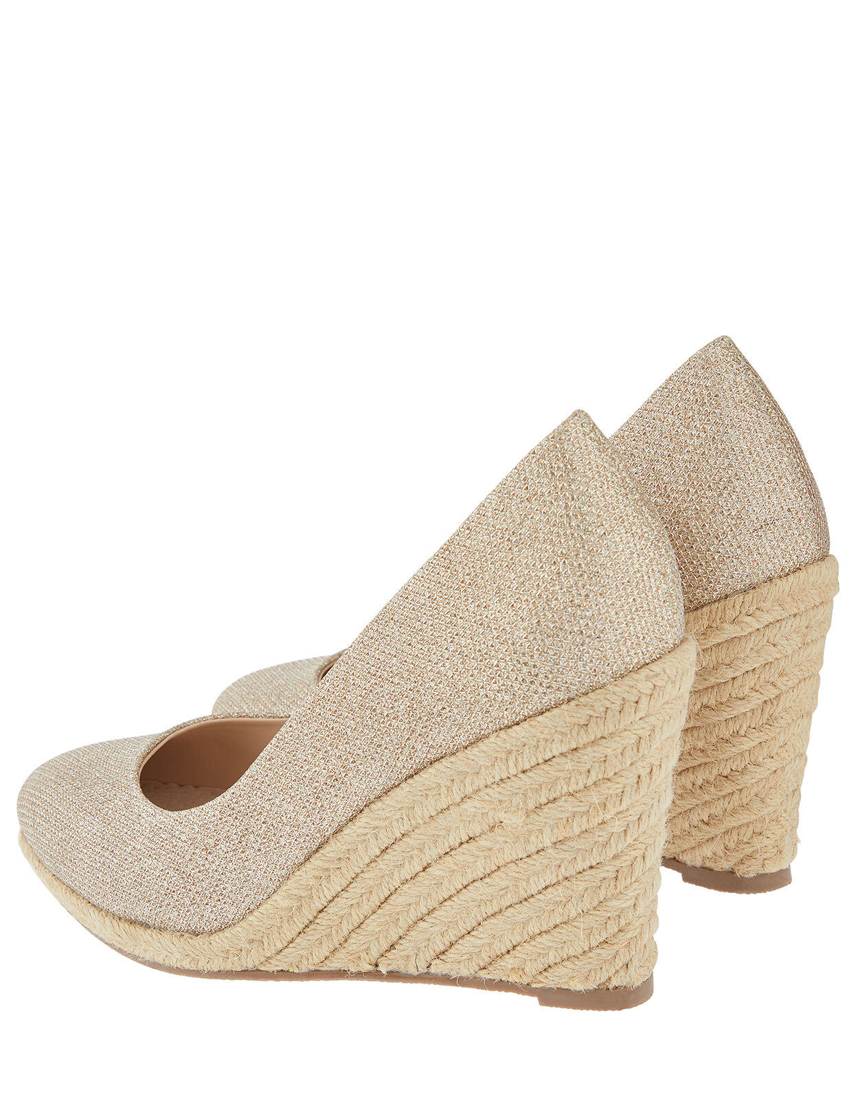 Ella Glitter Espadrille Wedges Gold