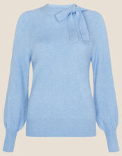 Cosy Tie Neck Jumper, Blue (BLUE), large