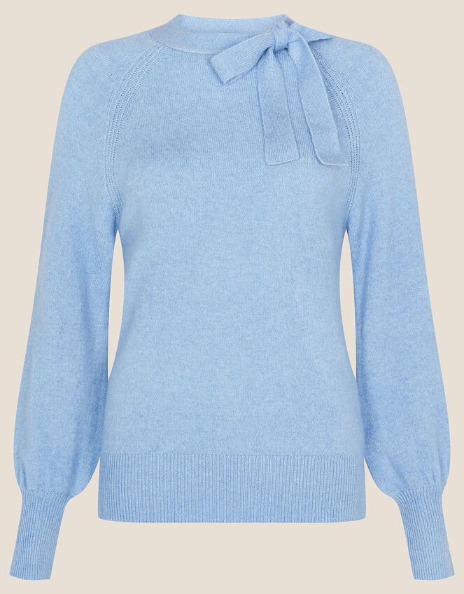 Cosy Tie Neck Jumper, Blue (BLUE), large