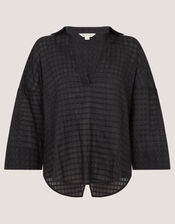 Nora Textured Cotton Shirt, Black (BLACK), large