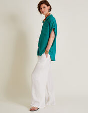 Sofia Textured Short Sleeve Shirt, Teal (TEAL), large