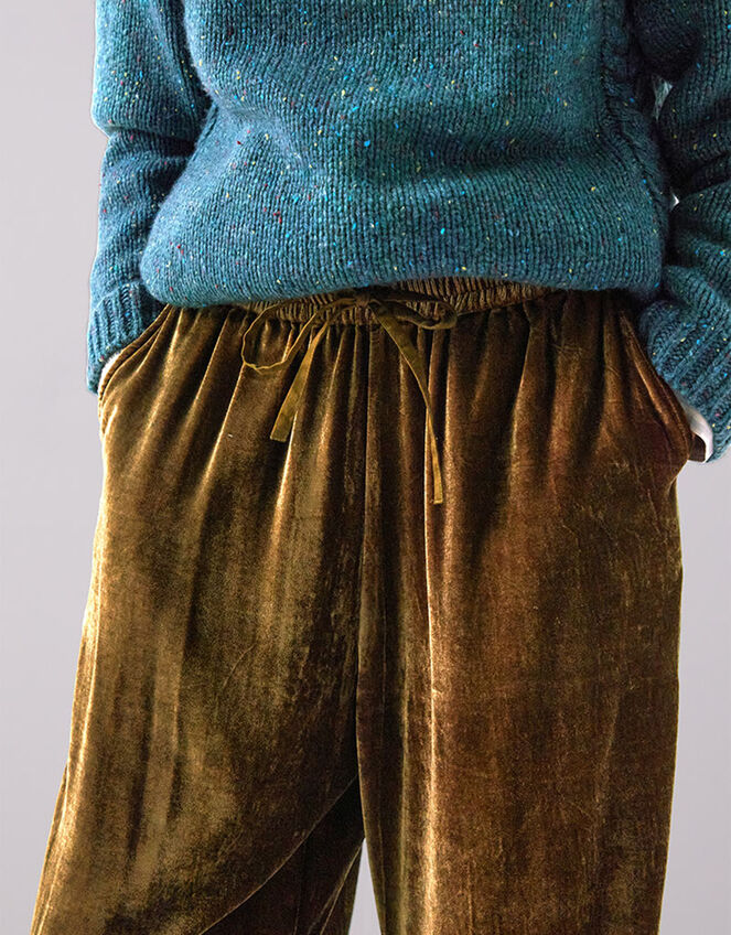 East Rumi Velvet Straight Leg Trousers, Green (GREEN), large