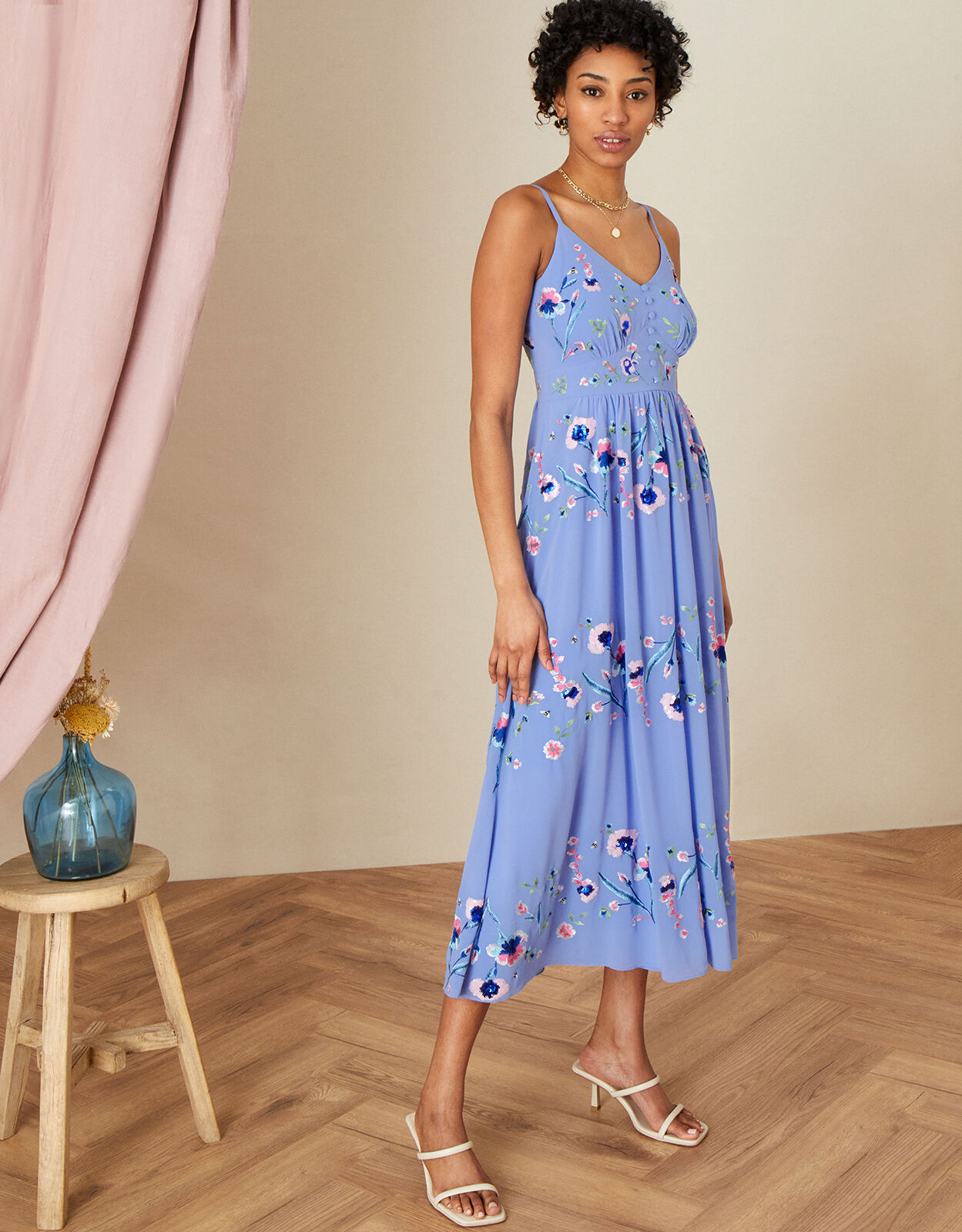 Polyester midi dress on sale