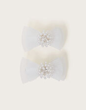 2-Pack Pearl Bow Hair Clips , , large