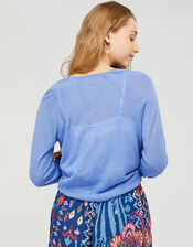 Libby Tie Shrug in Linen Blend, Blue (BLUE), large