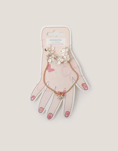 Pearl Flower Ring & Hand Chain, , large