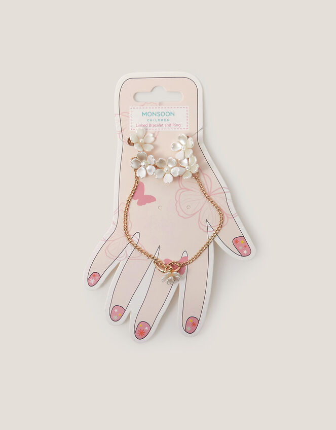 Pearl Flower Ring & Hand Chain, , large
