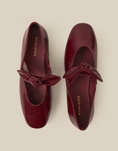 Hari Bow Mary Jane Ballet Flats, Red (BURGUNDY), large