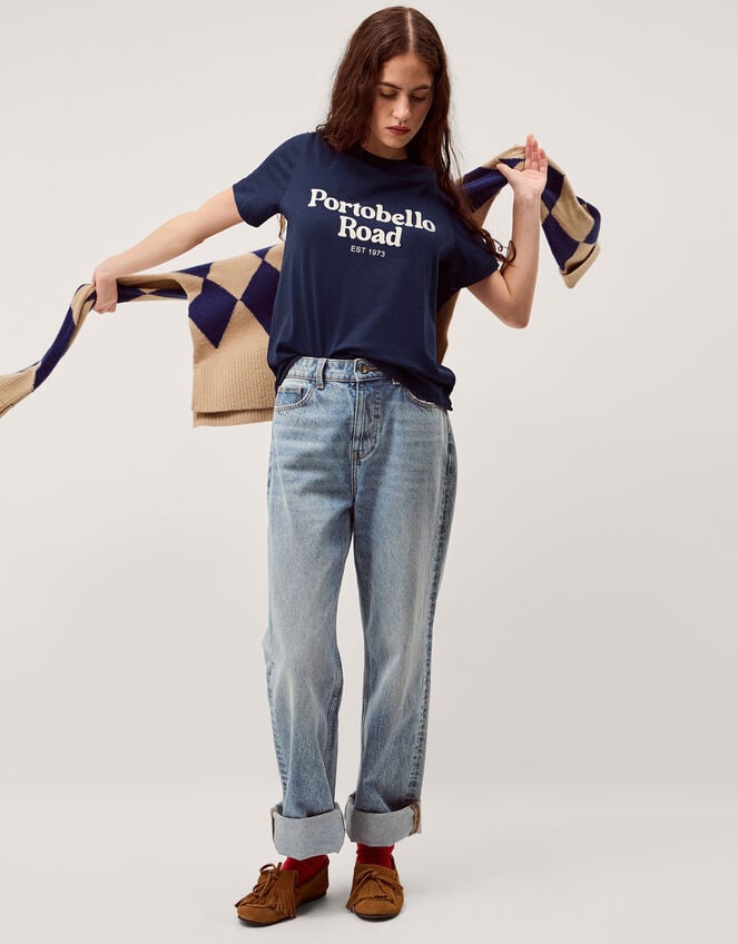 Portobello Road Slogan T-Shirt, Blue (NAVY), large