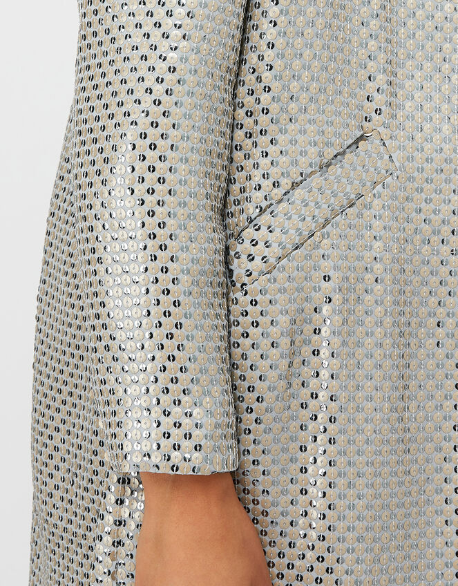 Kristina Sequin Duster Jacket, Silver (SILVER), large