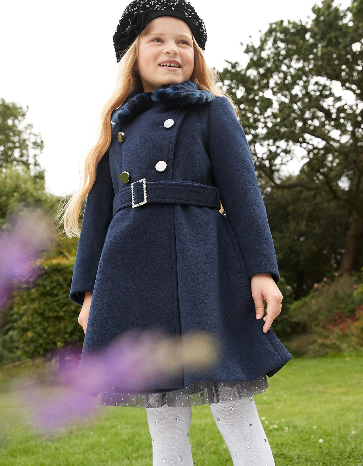 Buckle Belted Coat Blue