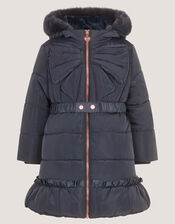 Bonita Bow Padded Coat, Blue (NAVY), large