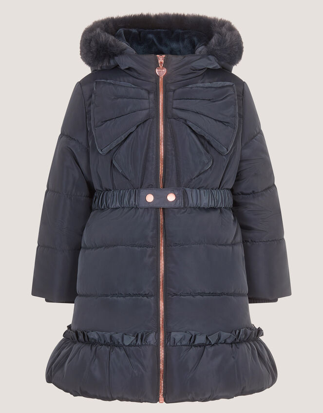 Bonita Bow Padded Coat, Blue (NAVY), large