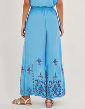 Embroidered Wide Leg Trousers in LENZING™ ECOVERO™, Blue (BLUE), large