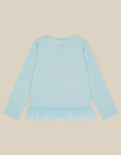 Penguin Frill Long Sleeve Top, Blue (BLUE), large