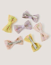 6-Pack Floral Bow Hair Clips, , large