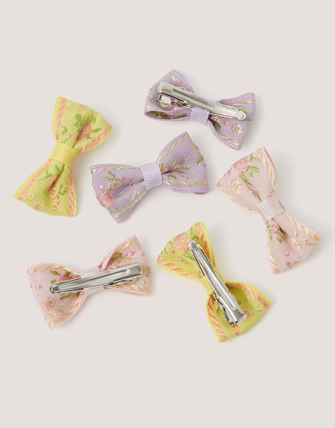 6-Pack Floral Bow Hair Clips, , large