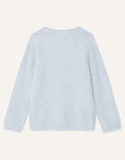 Sequin Unicorn Fluffy Jumper, Blue (BLUE), large