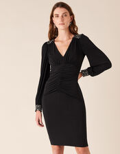 Ivie Embellished Slinky Jersey Dress, Black (BLACK), large